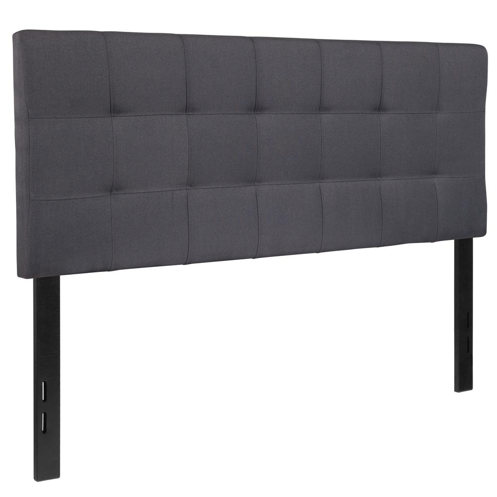 Quilted Tufted Upholstered Full Size Headboard in Dark Gray Fabric. Picture 3