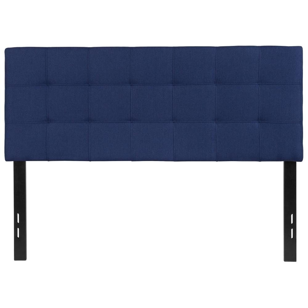 Quilted Tufted Upholstered Full Size Headboard in Navy Fabric. The main picture.