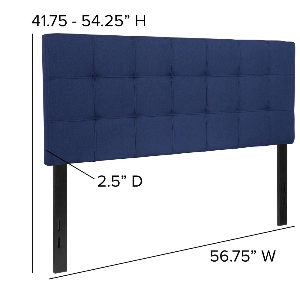 Quilted Tufted Upholstered Full Size Headboard in Navy Fabric. Picture 2