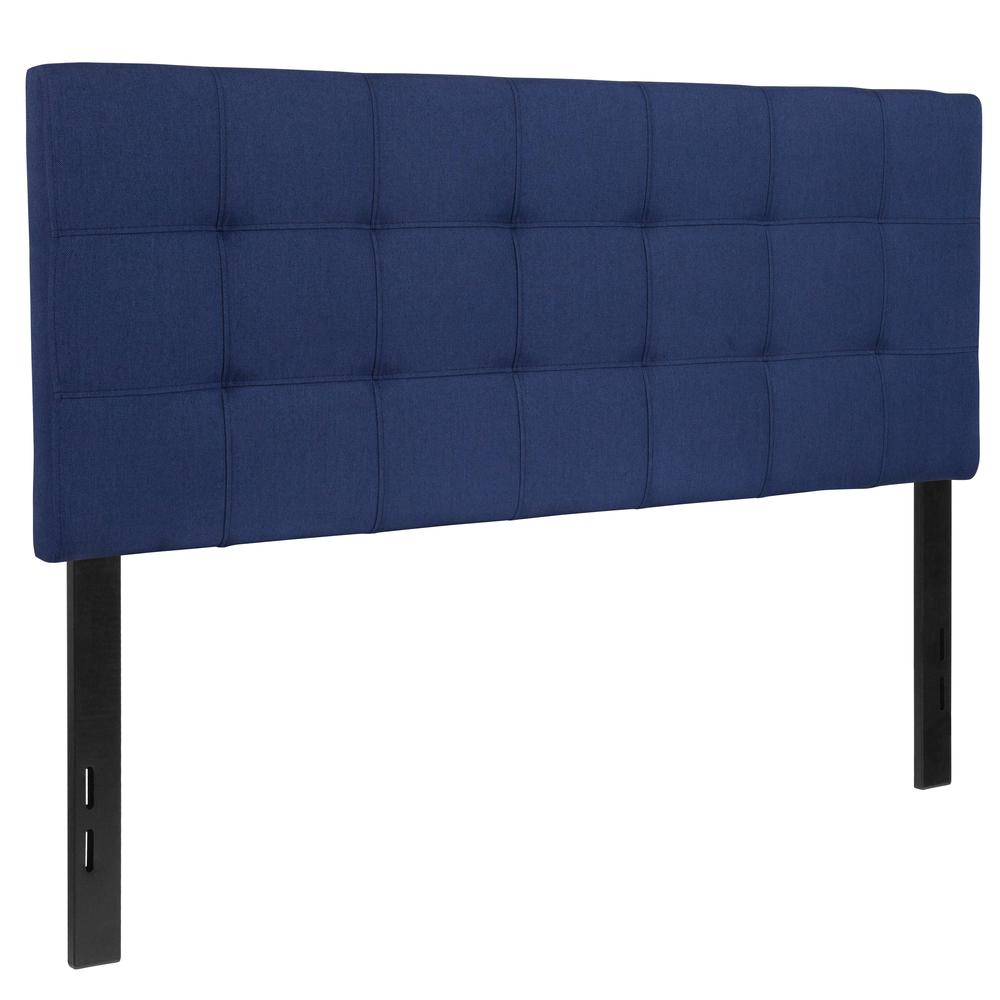 Quilted Tufted Upholstered Full Size Headboard in Navy Fabric. Picture 3