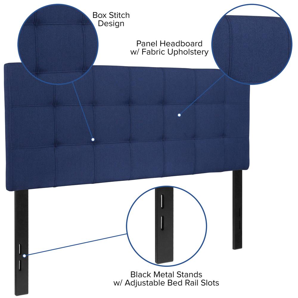 Bedford Tufted Upholstered Full Size Headboard in Navy Fabric. Picture 4
