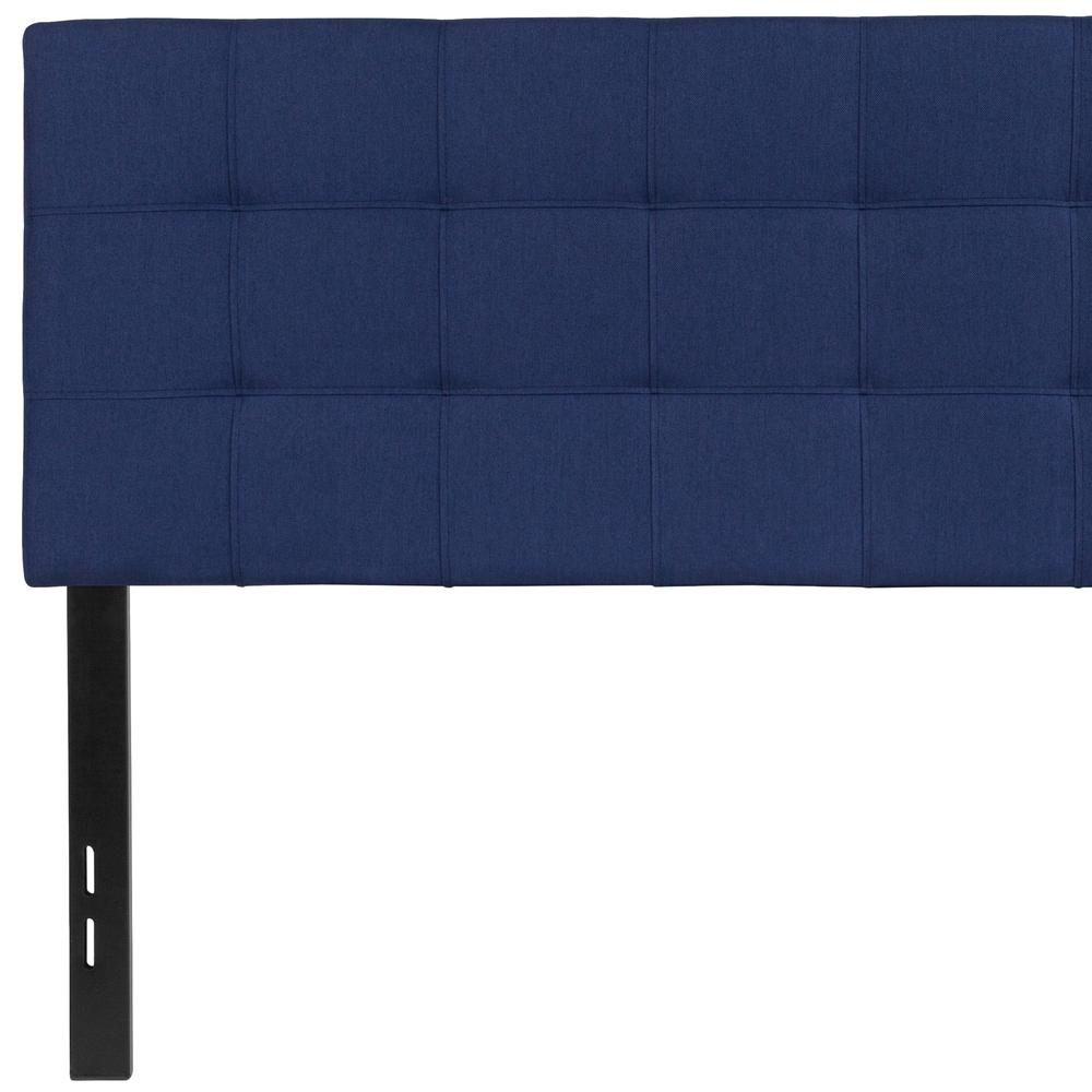 Quilted Tufted Upholstered Full Size Headboard in Navy Fabric. Picture 6