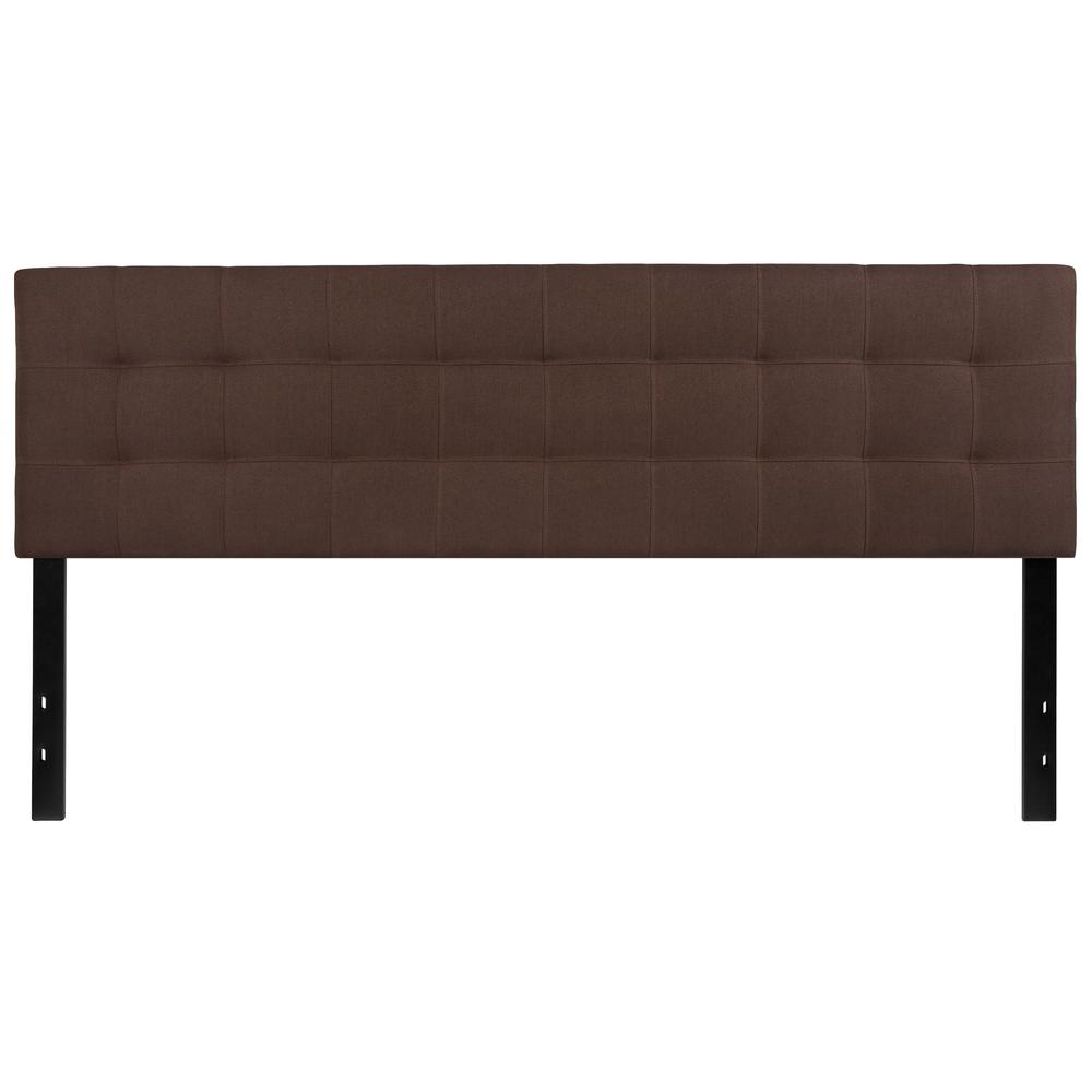 Quilted Tufted Upholstered King Size Headboard in Dark Brown Fabric. The main picture.