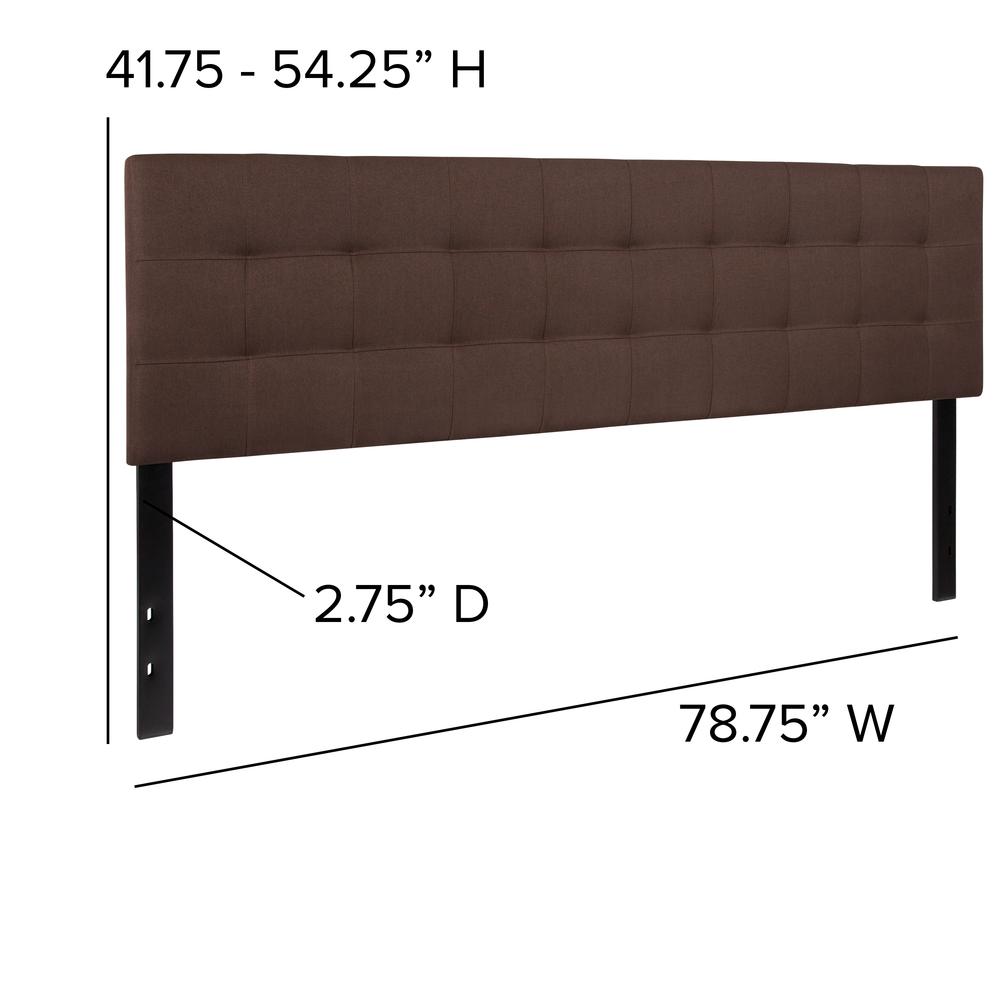 Quilted Tufted Upholstered King Size Headboard in Dark Brown Fabric. Picture 2