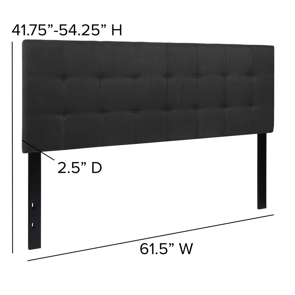 Quilted Tufted Upholstered Queen Size Headboard in Black Fabric. Picture 2