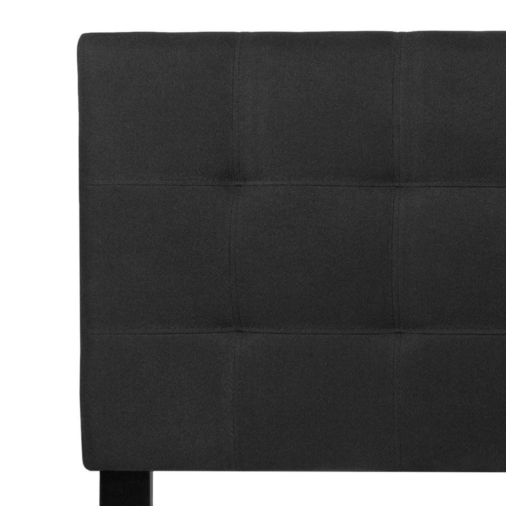 Quilted Tufted Upholstered Queen Size Headboard in Black Fabric. Picture 5