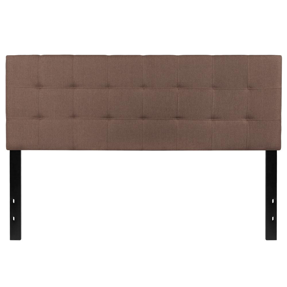 Quilted Tufted Upholstered Queen Size Headboard in Camel Fabric. The main picture.
