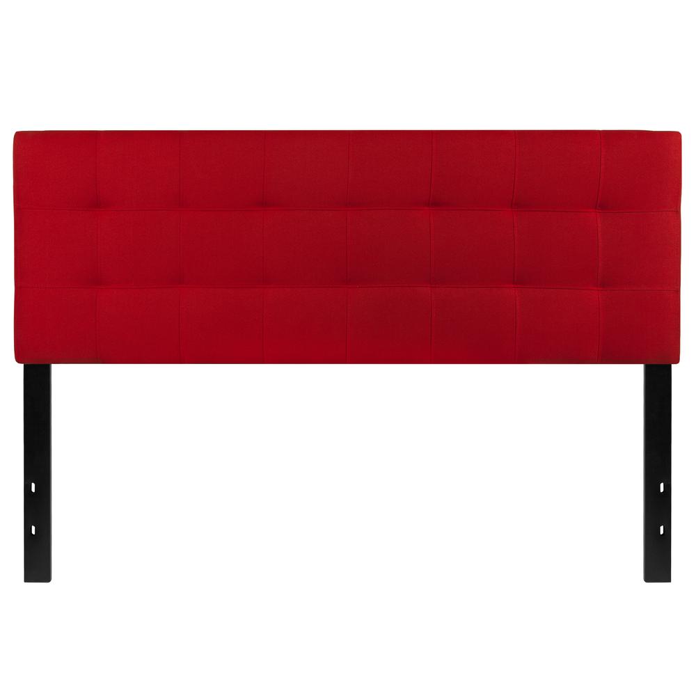 Quilted Tufted Upholstered Queen Size Headboard in Red Fabric. Picture 1