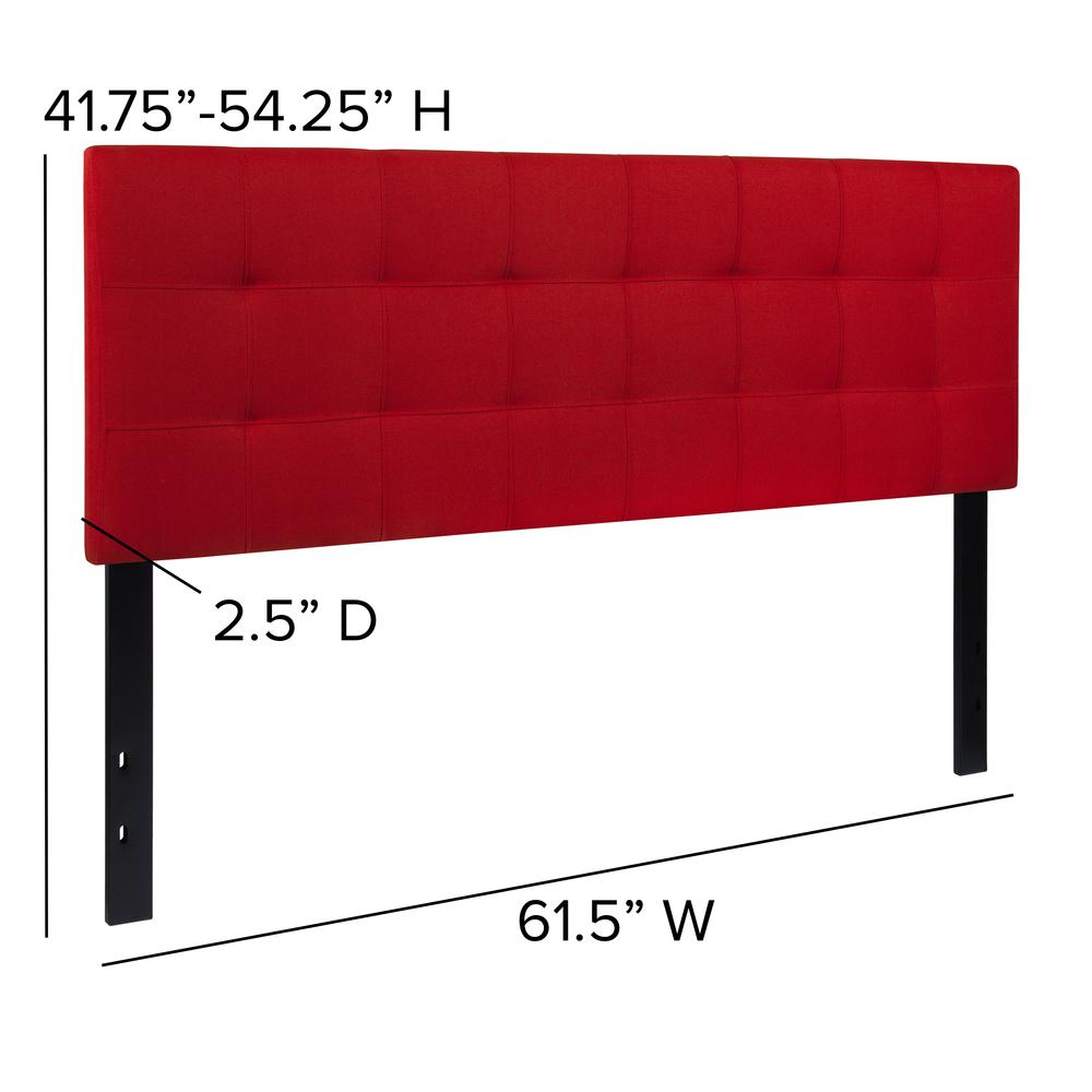 Quilted Tufted Upholstered Queen Size Headboard in Red Fabric. Picture 2