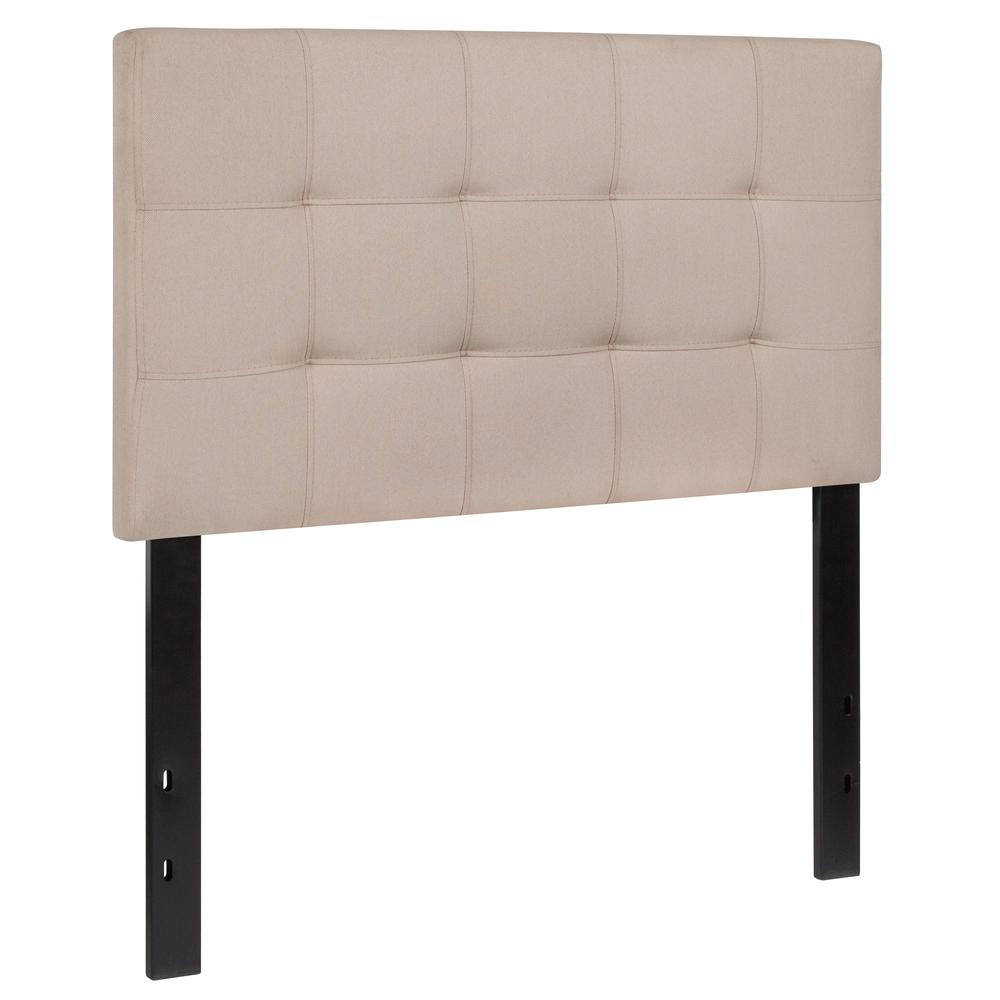 Quilted Tufted Upholstered Twin Size Headboard in Beige Fabric. Picture 3
