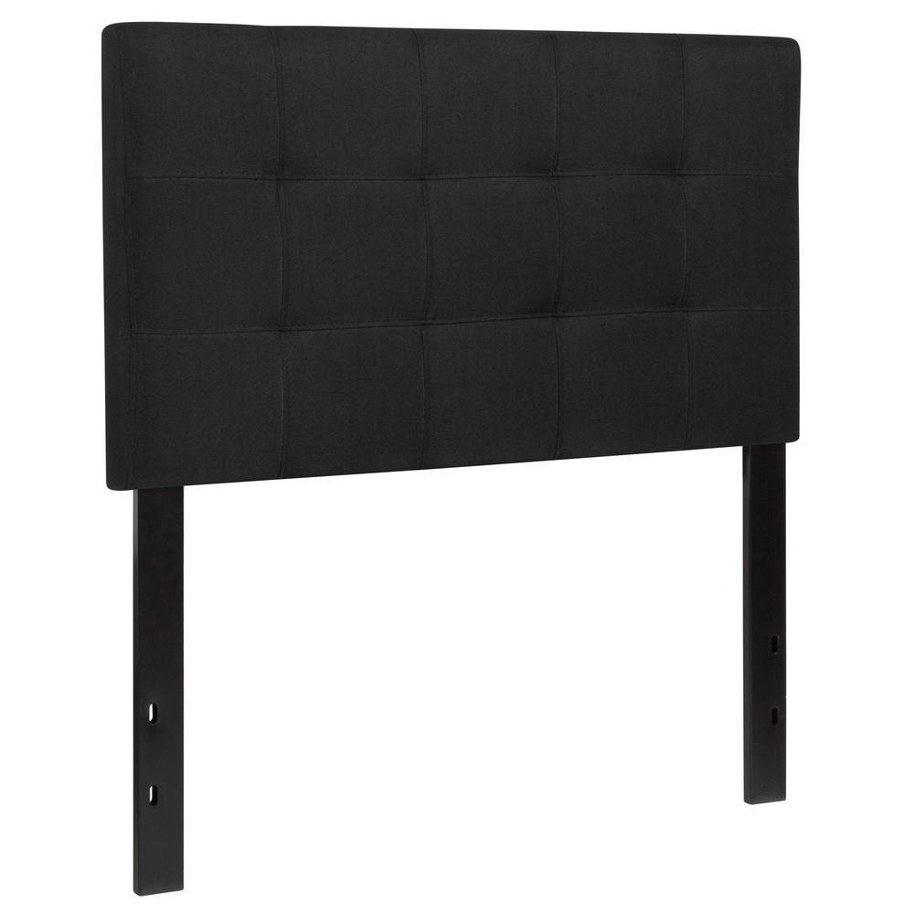 Quilted Tufted Upholstered Twin Size Headboard in Black Fabric. Picture 3