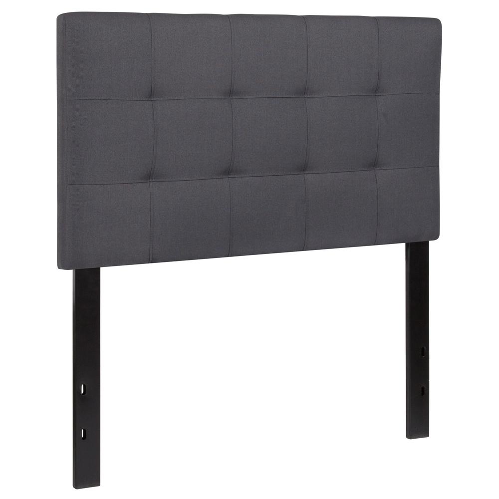 Quilted Tufted Upholstered Twin Size Headboard in Dark Gray Fabric. Picture 3