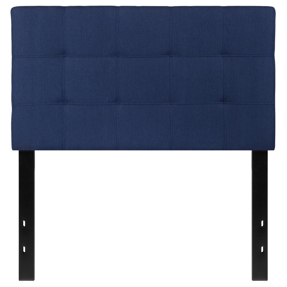 Quilted Tufted Upholstered Twin Size Headboard in Navy Fabric. The main picture.