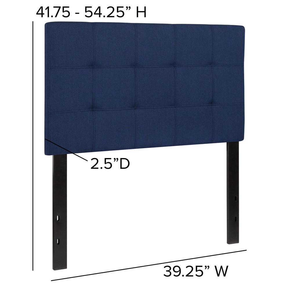 Quilted Tufted Upholstered Twin Size Headboard in Navy Fabric. Picture 2