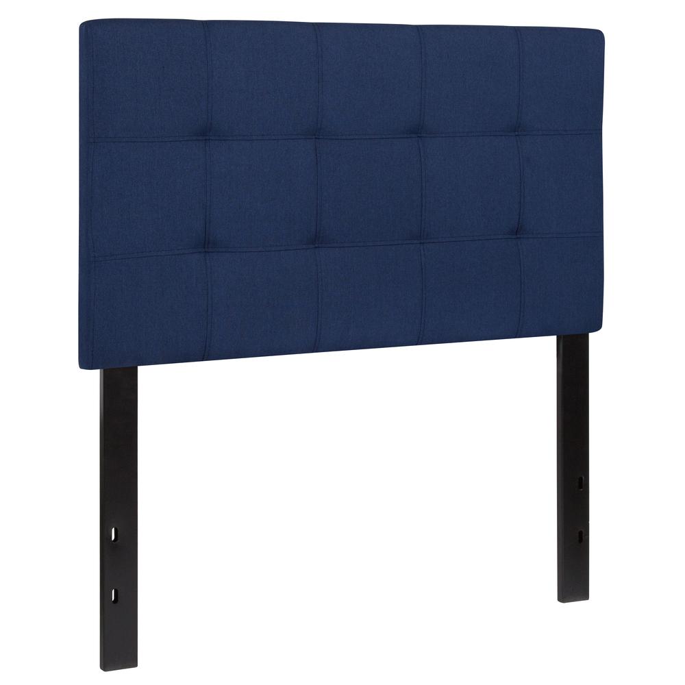 Quilted Tufted Upholstered Twin Size Headboard in Navy Fabric. Picture 3