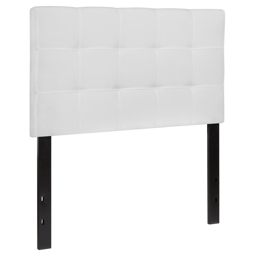 Quilted Tufted Upholstered Twin Size Headboard in White Fabric. Picture 3