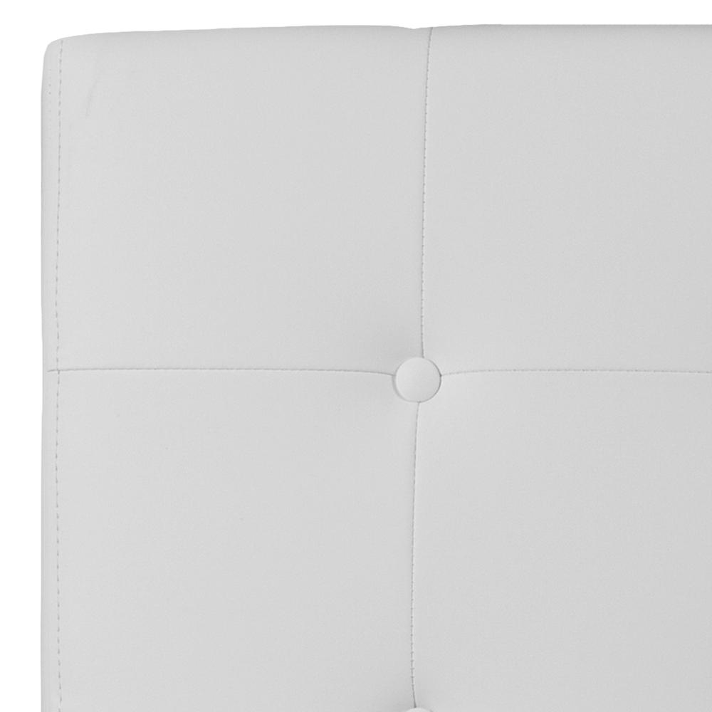 Button Tufted Upholstered Twin Size Headboard in White Vinyl. Picture 5