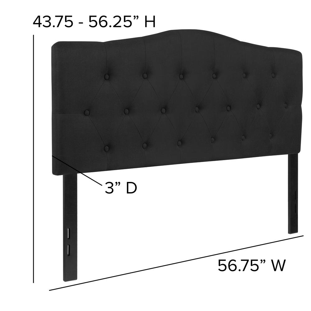 Arched Button Tufted Upholstered Full Size Headboard in Black Fabric. Picture 2