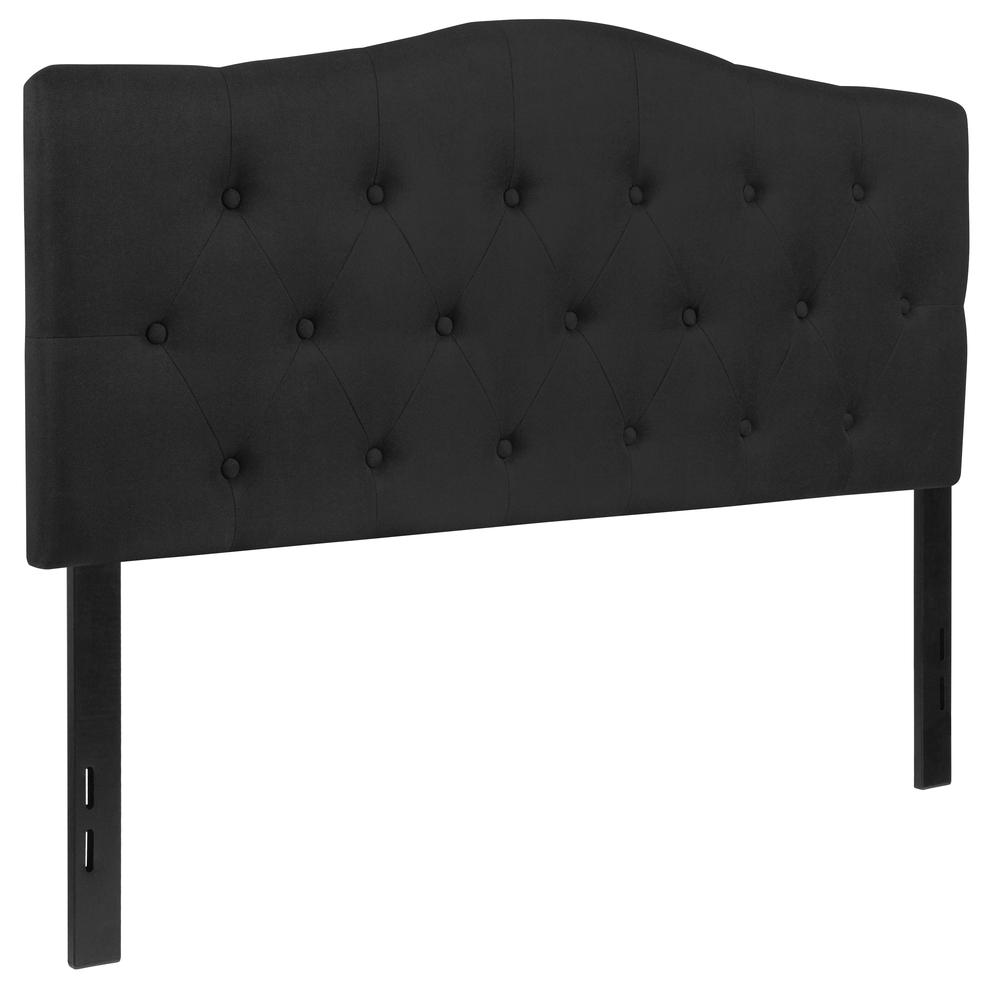 Arched Button Tufted Upholstered Full Size Headboard in Black Fabric. Picture 3