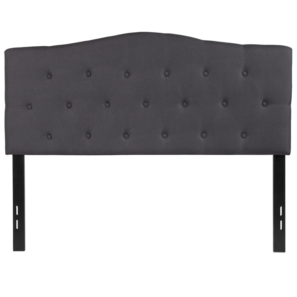 Arched Button Tufted Upholstered Full Size Headboard in Dark Gray Fabric. The main picture.
