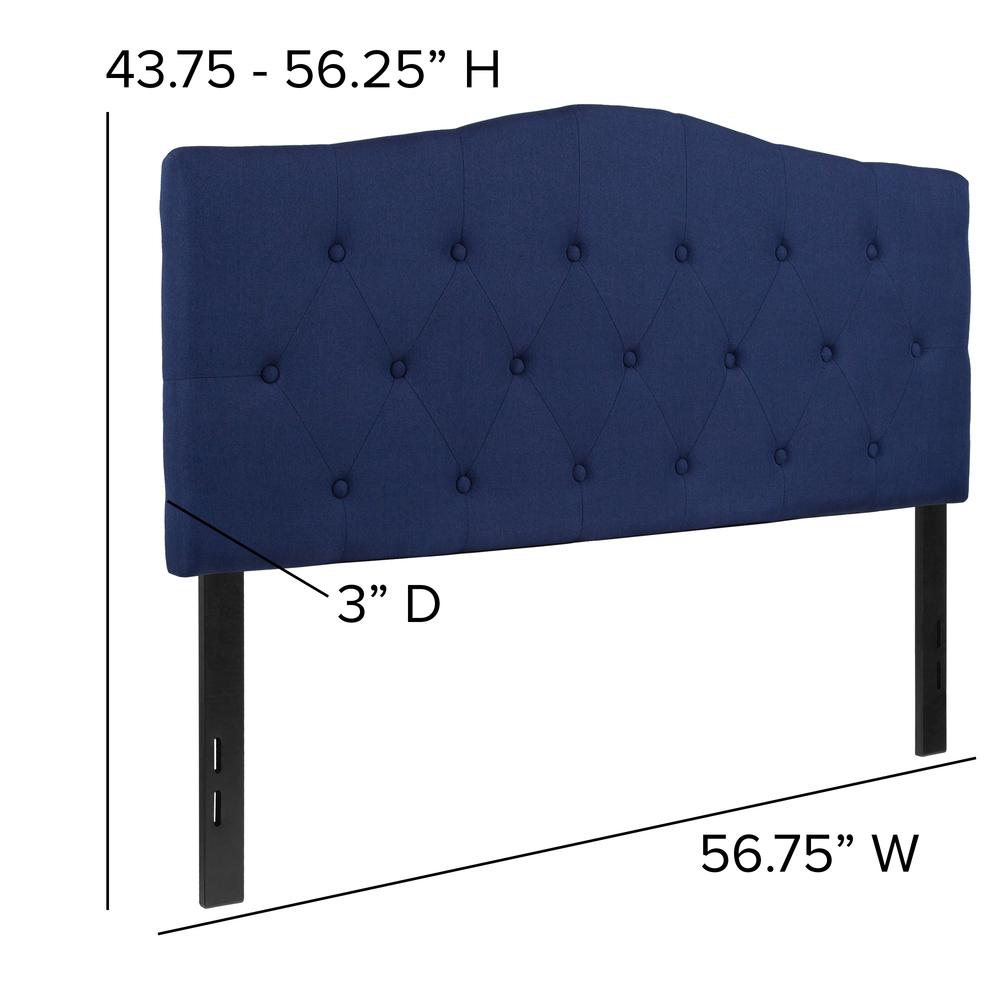Arched Button Tufted Upholstered Full Size Headboard in Navy Fabric. Picture 2