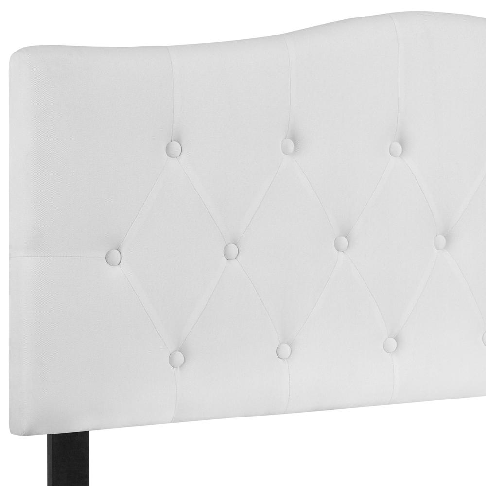 Arched Button Tufted Upholstered Full Size Headboard in White Fabric. Picture 5
