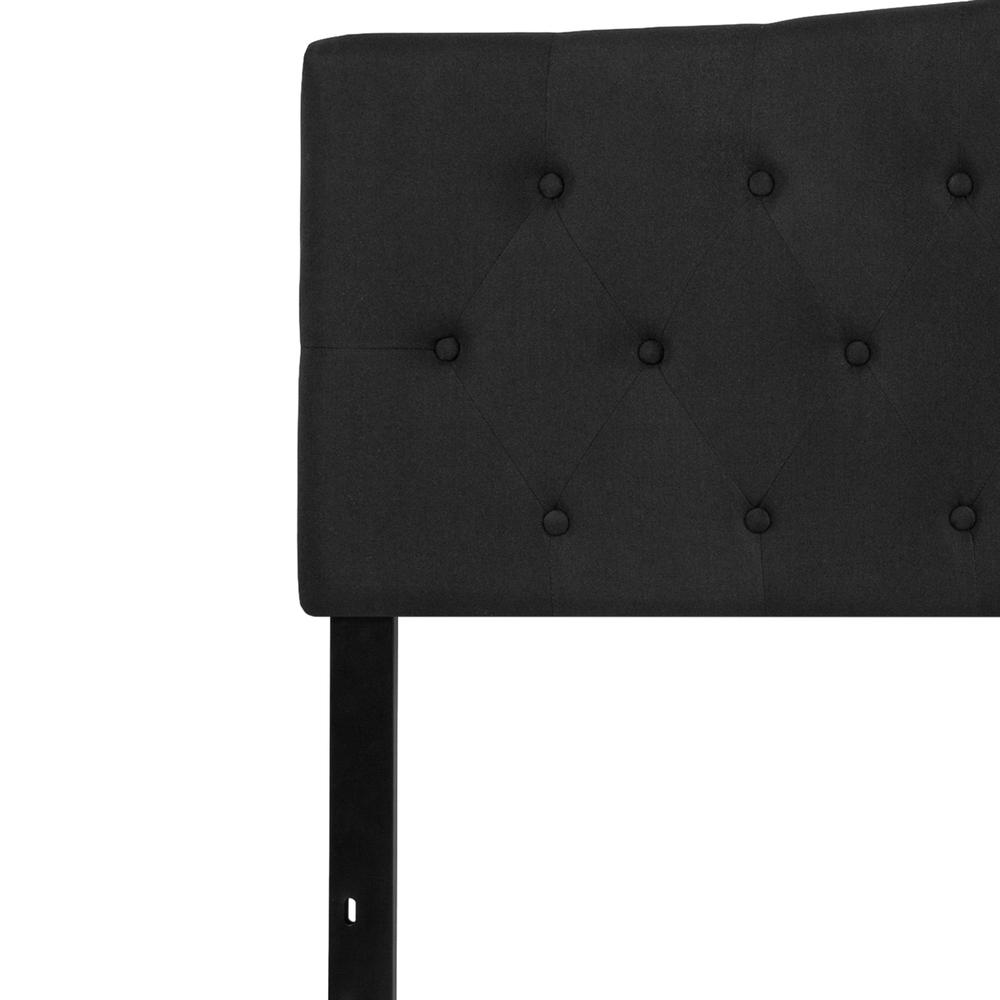 Arched Button Tufted Upholstered King Size Headboard in Black Fabric. Picture 3