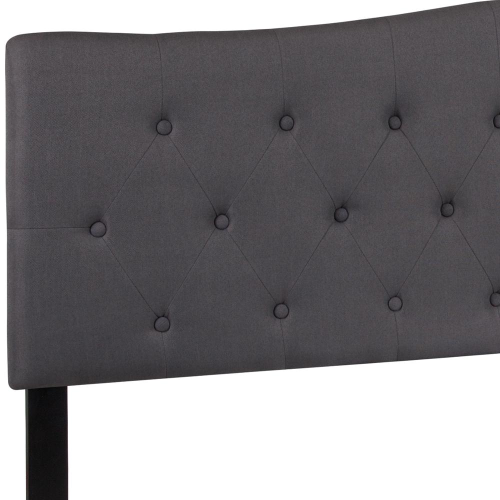 Arched Button Tufted Upholstered King Size Headboard in Dark Gray Fabric. Picture 5