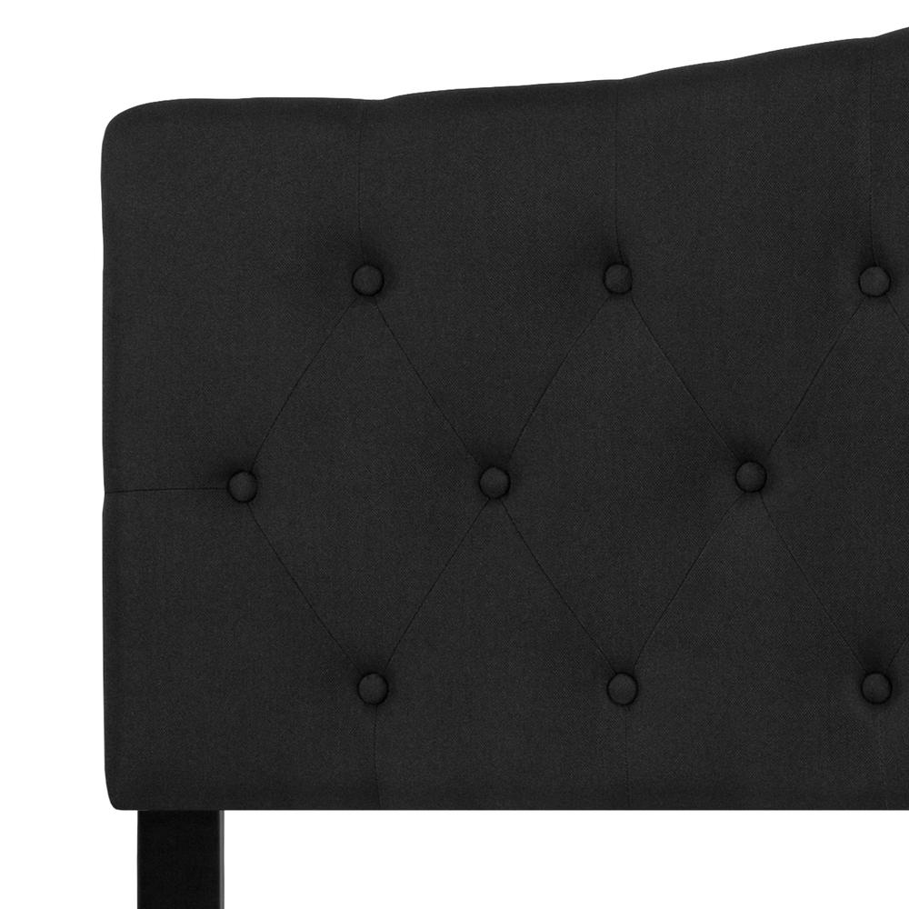 Arched Button Tufted Upholstered Queen Size Headboard in Black Fabric. Picture 5