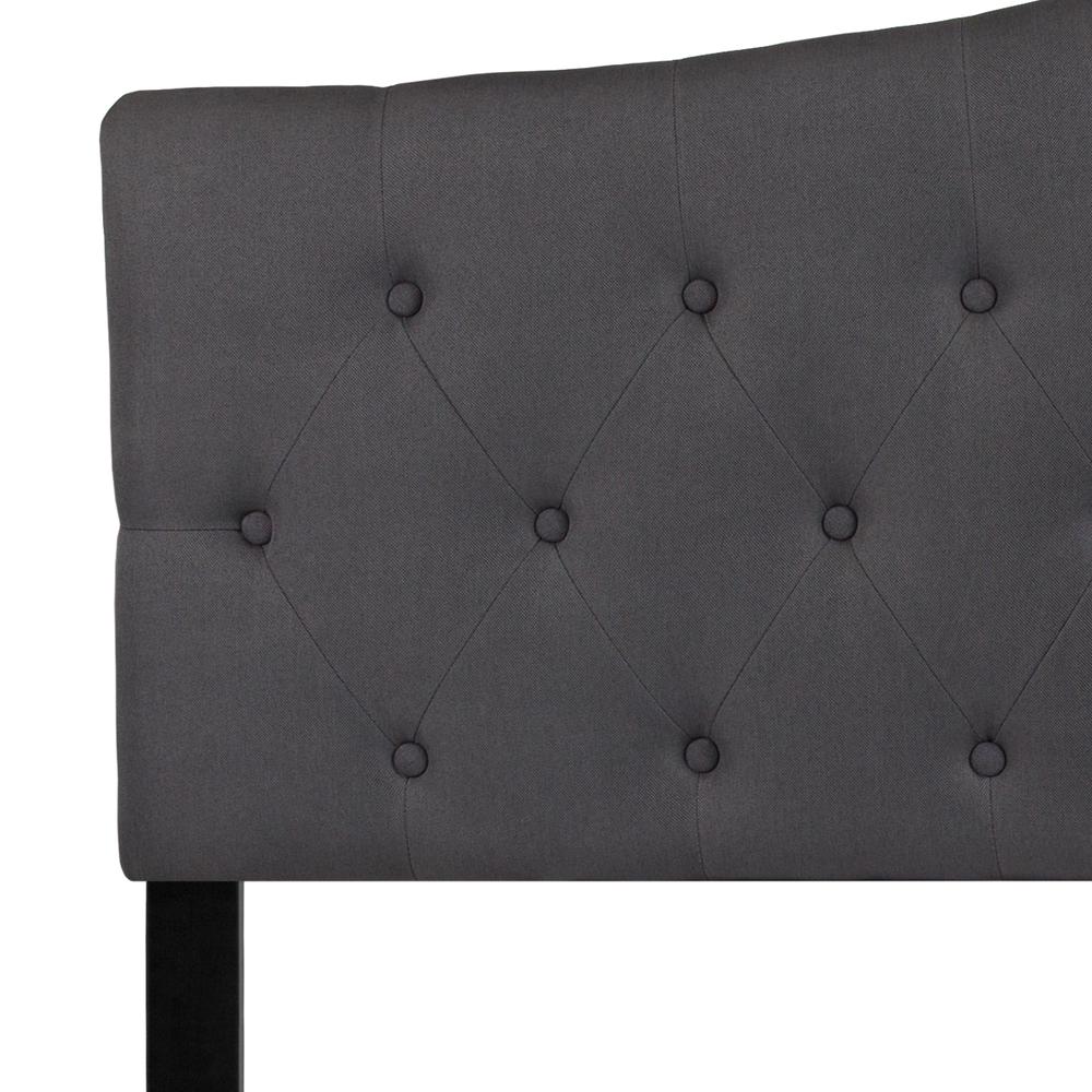 Arched Button Tufted Upholstered Queen Size Headboard in Dark Gray Fabric. Picture 5