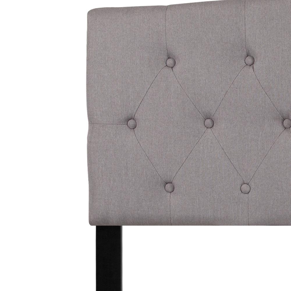 Arched Button Tufted Upholstered Queen Size Headboard in Light Gray Fabric. Picture 4