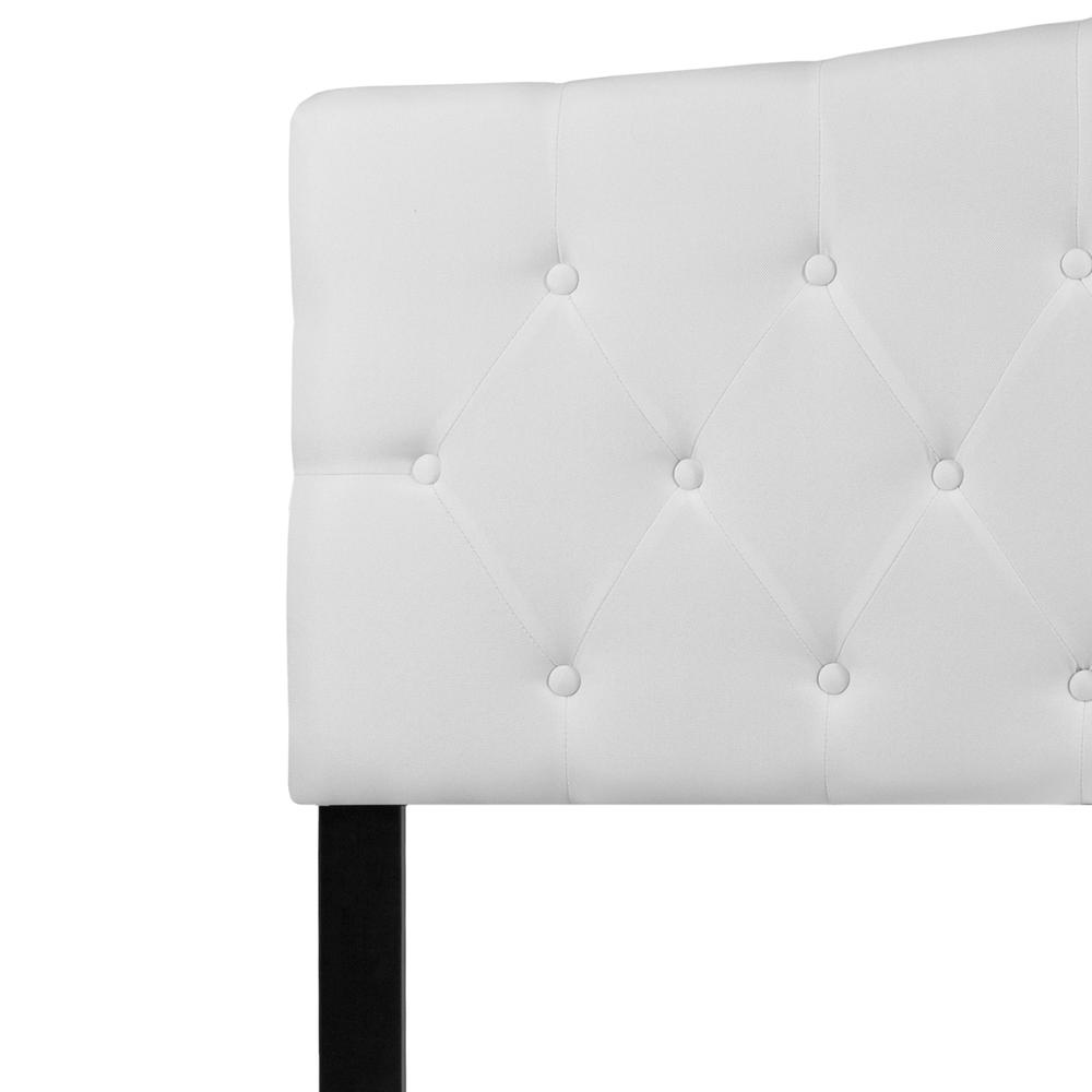 Arched Button Tufted Upholstered Queen Size Headboard in White Fabric. Picture 4