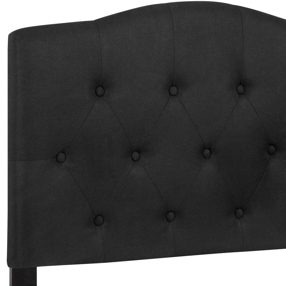 Arched Button Tufted Upholstered Twin Size Headboard in Black Fabric. Picture 5