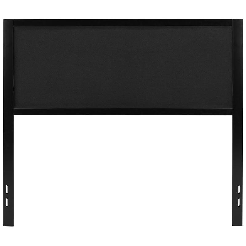 Metal Upholstered Full Size Headboard in Black Fabric. Picture 2