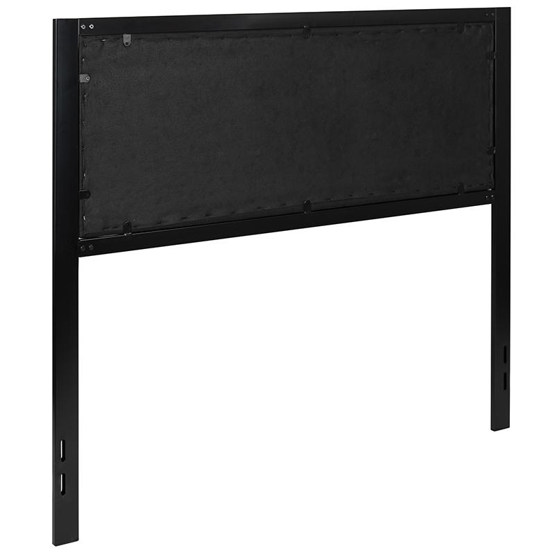 Metal Upholstered Full Size Headboard in Black Fabric. Picture 3