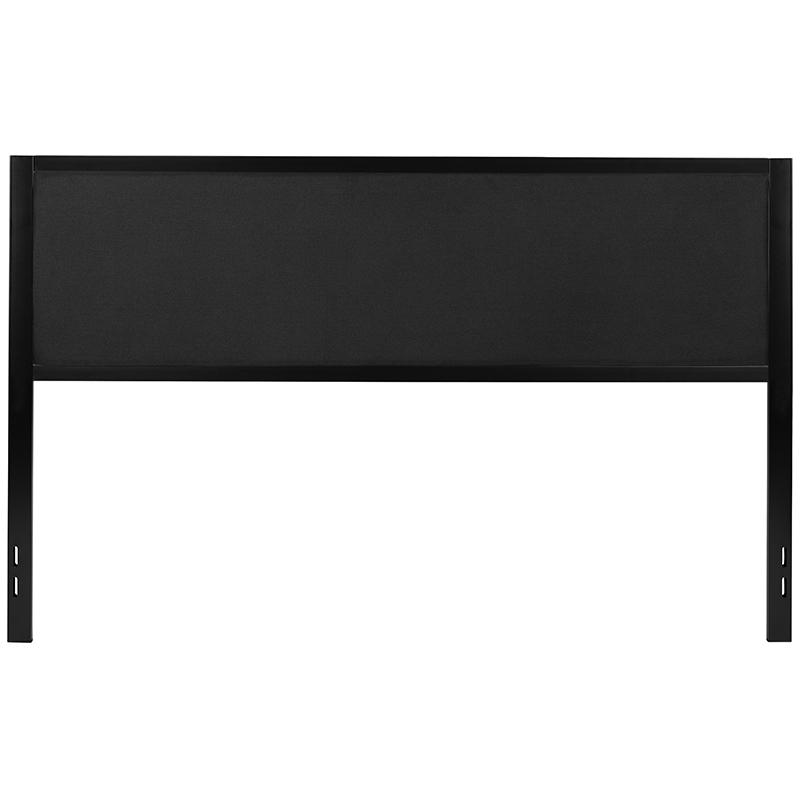 Metal Upholstered King Size Headboard in Black Fabric. Picture 2