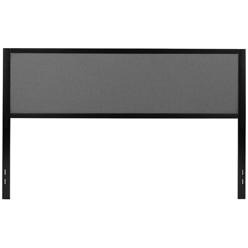 Melbourne Metal Upholstered King Size Headboard in Dark Gray Fabric. Picture 2