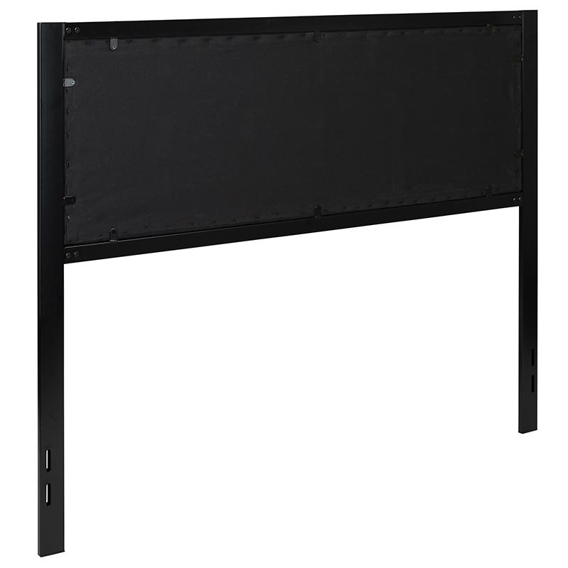 Metal Upholstered Queen Size Headboard in Black Fabric. Picture 3