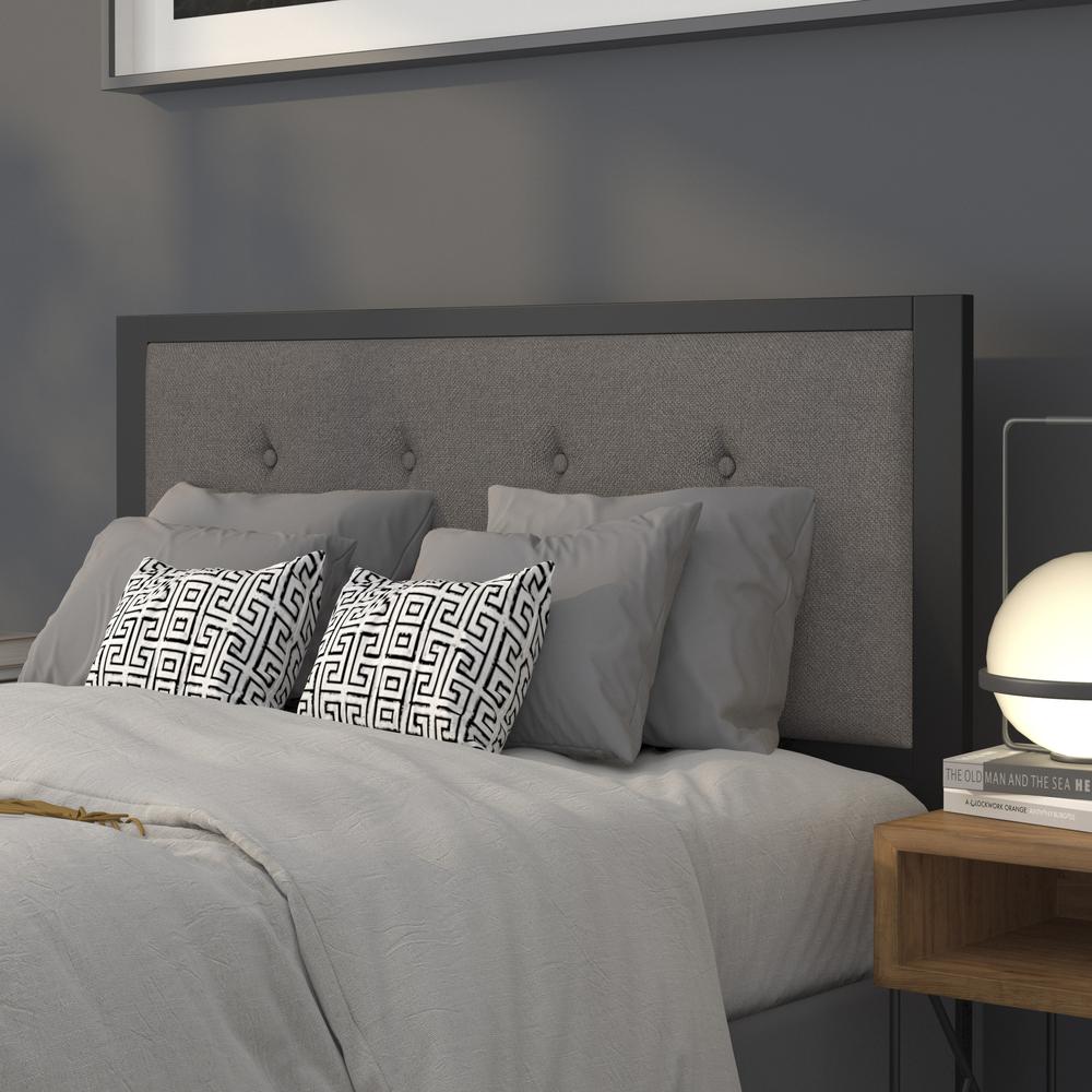 Contemporary Style Panel Upholstered Headboard with Classic Metal Framework. Picture 5