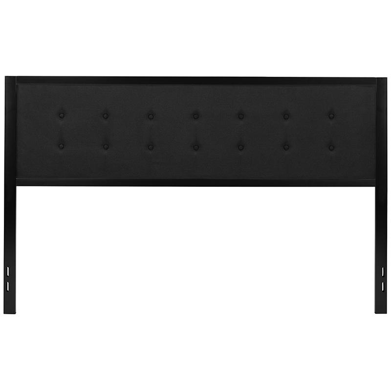 Bristol Metal Tufted Upholstered King Size Headboard in Black Fabric. Picture 2