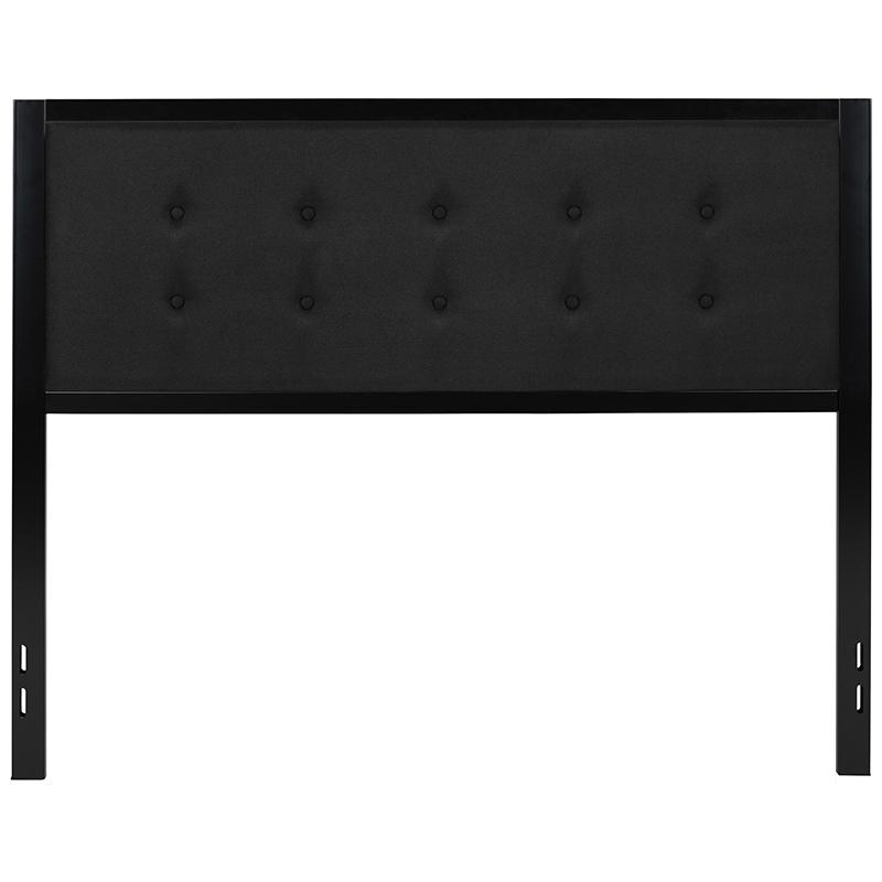 Bristol Metal Tufted Upholstered Queen Size Headboard in Black Fabric. Picture 2