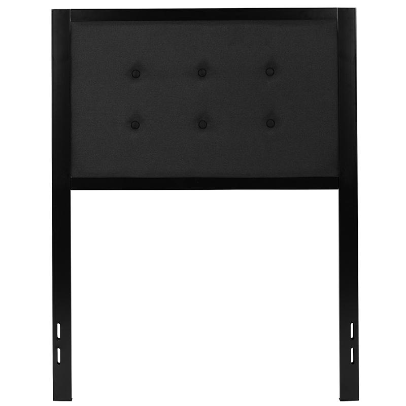 Metal Tufted Upholstered Twin Size Headboard in Black Fabric. Picture 2