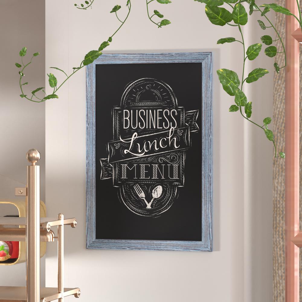 24" x 36" Blue Wall Mount Magnetic Chalkboard Sign. Picture 1