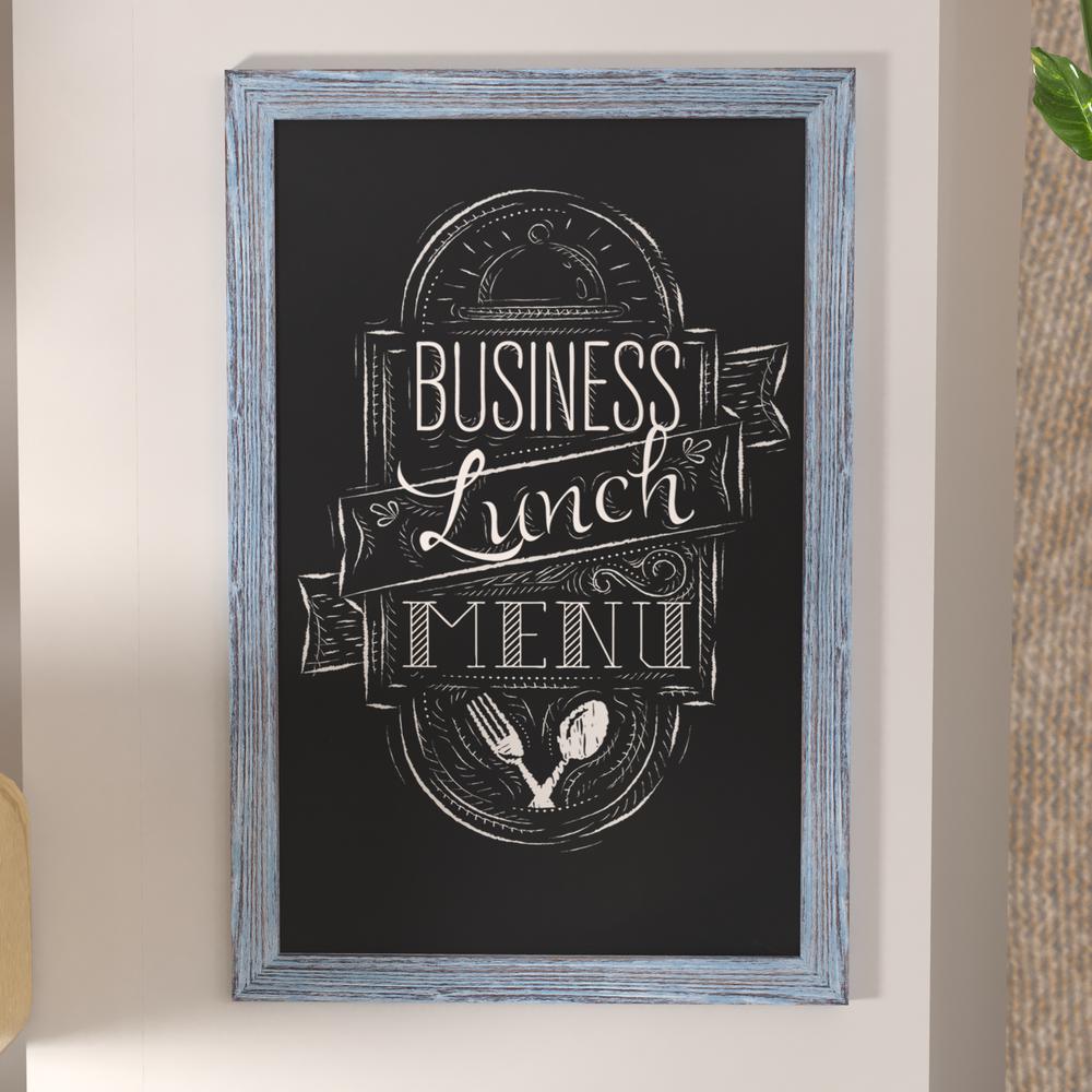 24" x 36" Blue Wall Mount Magnetic Chalkboard Sign. Picture 7