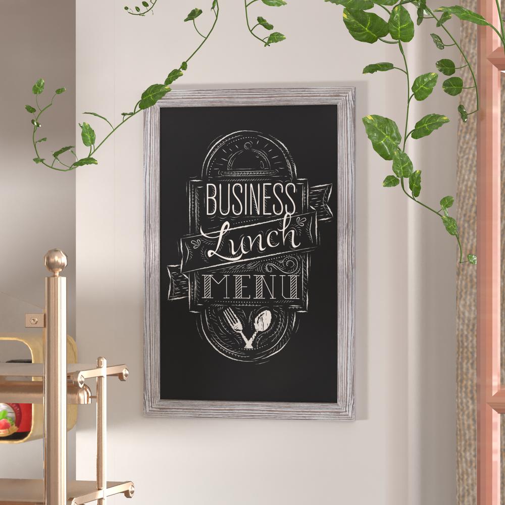 24" x 36" Whitewashed Wall Mount Magnetic Chalkboard Sign. Picture 1