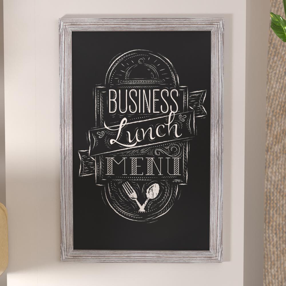 24" x 36" Whitewashed Wall Mount Magnetic Chalkboard Sign. Picture 7