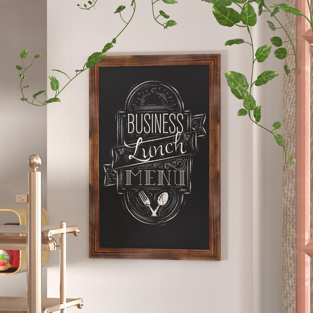 24" x 36" Torched Wood Wall Mount Magnetic Chalkboard Sign. Picture 1