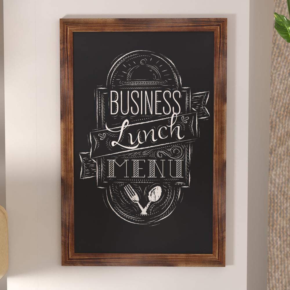 24" x 36" Torched Wood Wall Mount Magnetic Chalkboard Sign. Picture 7