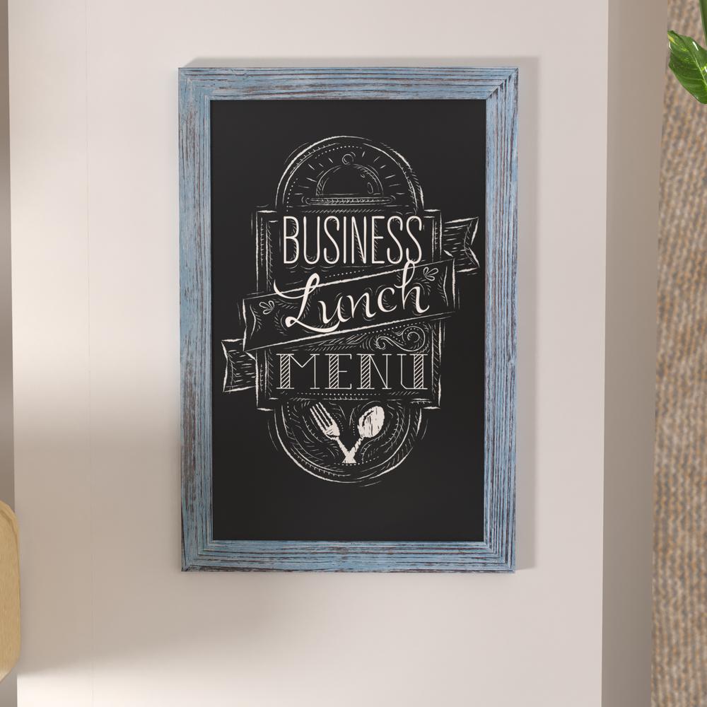 20" x 30" Blue Wall Mount Magnetic Chalkboard Sign. Picture 7