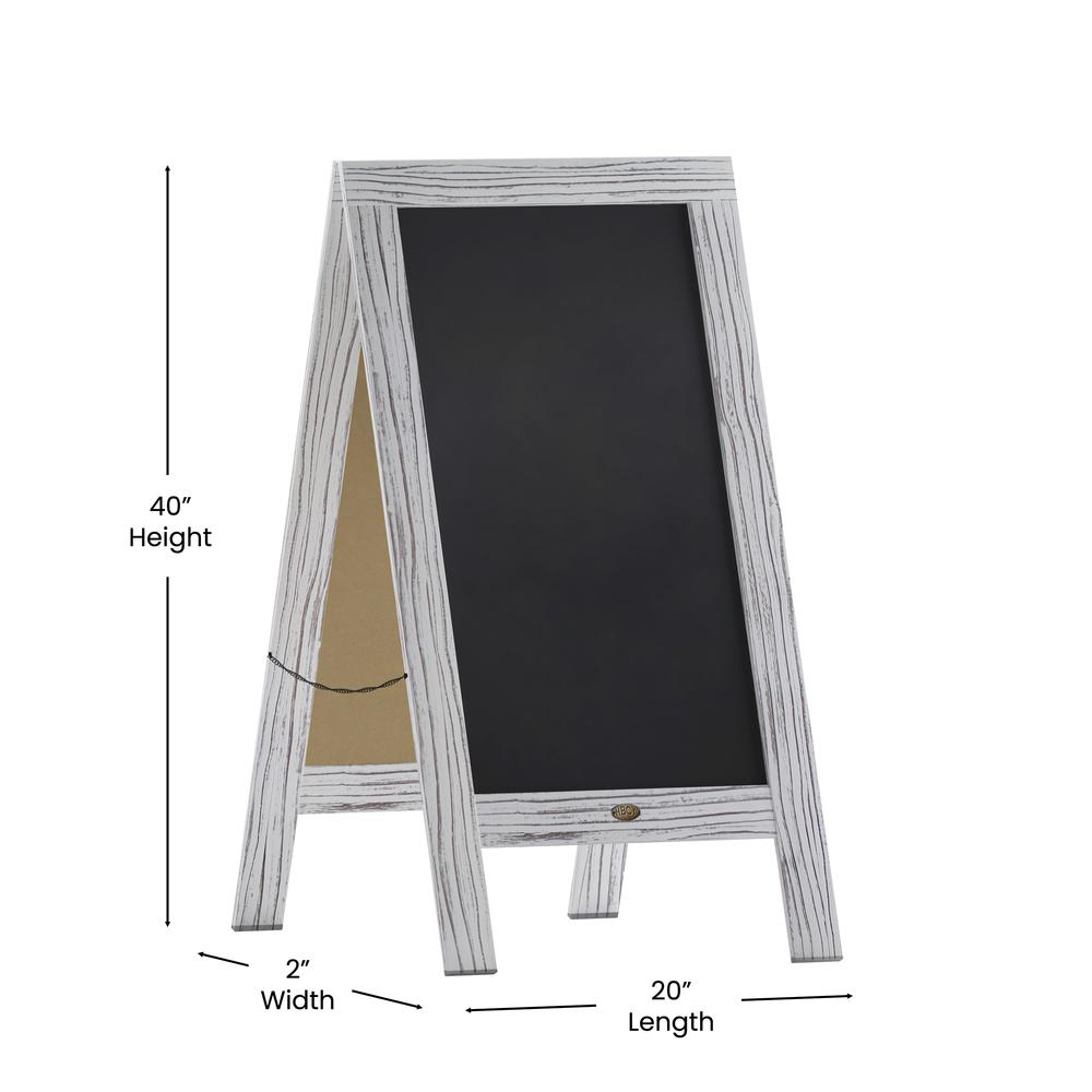 40" x 20" Vintage Wooden A-Frame Magnetic Chalkboard Sign, Whitewashed. Picture 5